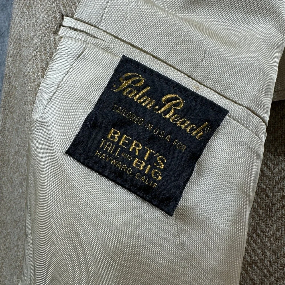 Palm Beach Blazer‎ Mens Big & Tall Tan Wool Herringbone Suede Elbow Patches USA